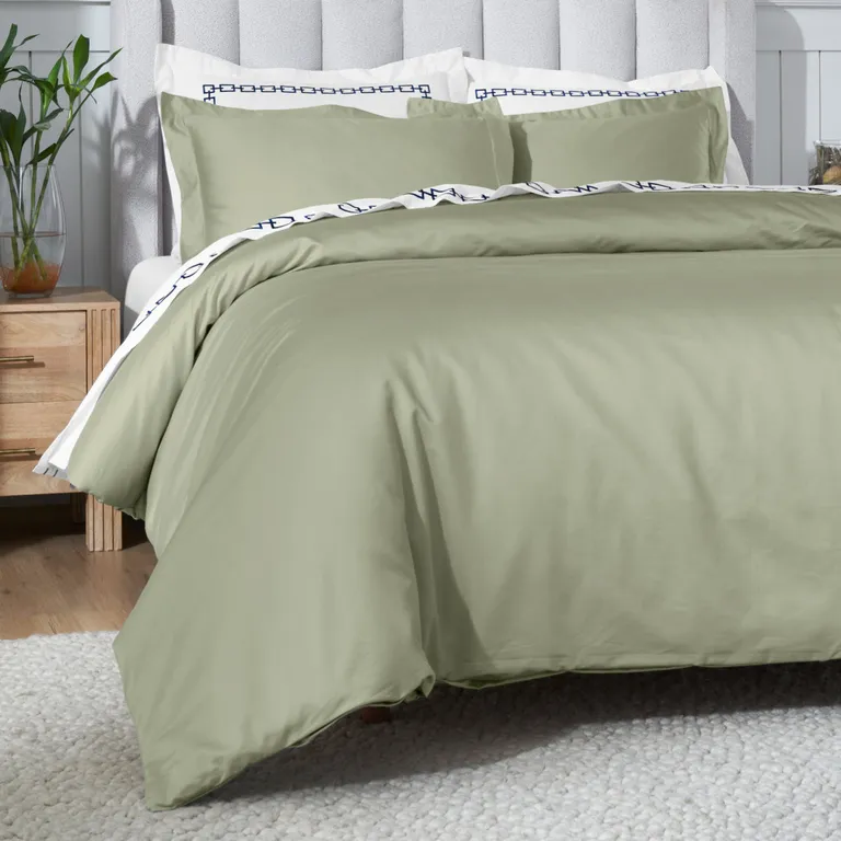 Sage King Cotton Blend Washable Duvet Cover Set Photo 4