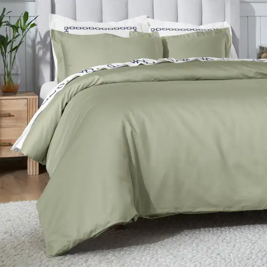 Sage King Cotton Blend Washable Duvet Cover Set Photo 4