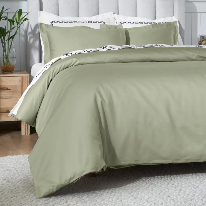 Sage King Cotton Blend Washable Duvet Cover Set Photo 4