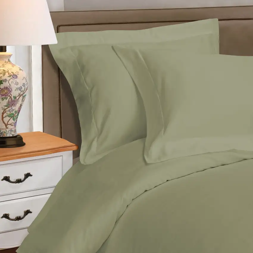 Sage King Cotton Washable Duvet Cover Set With Two Shams Photo 6