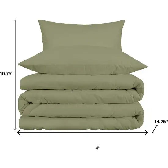 Sage King Cotton Washable Duvet Cover Set With Two Shams Photo 7