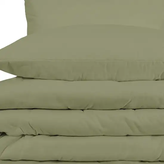 Sage King Cotton Washable Duvet Cover Set With Two Shams Photo 4