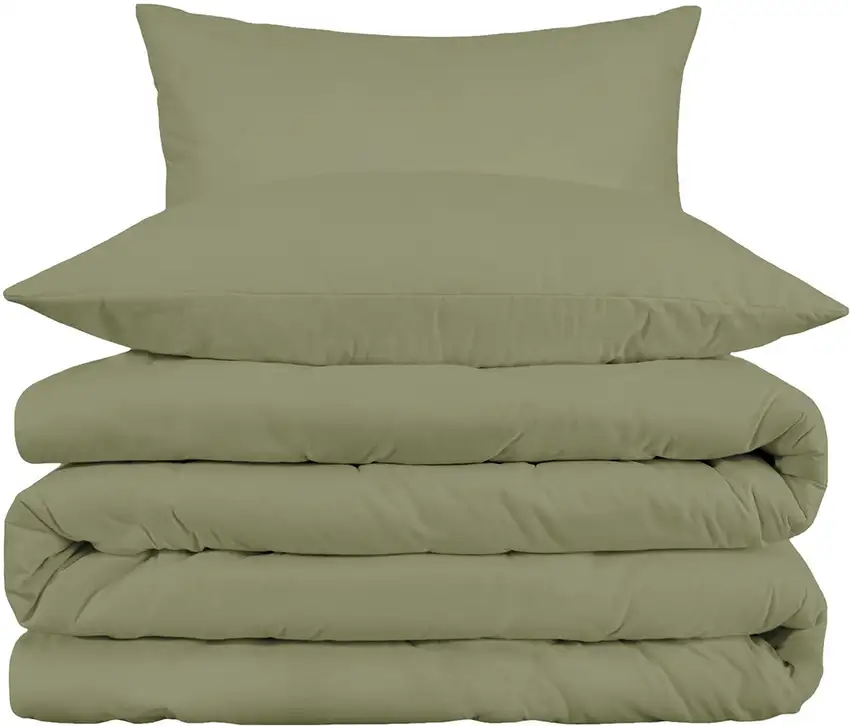 Sage King Cotton Washable Duvet Cover Set With Two Shams Photo 2