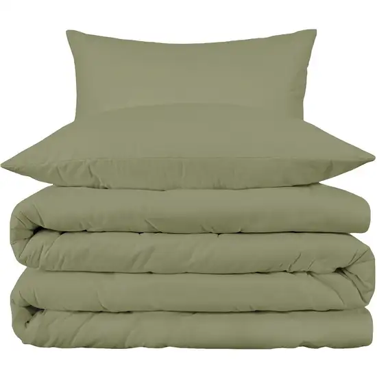 Sage King Cotton Washable Duvet Cover Set With Two Shams Photo 3