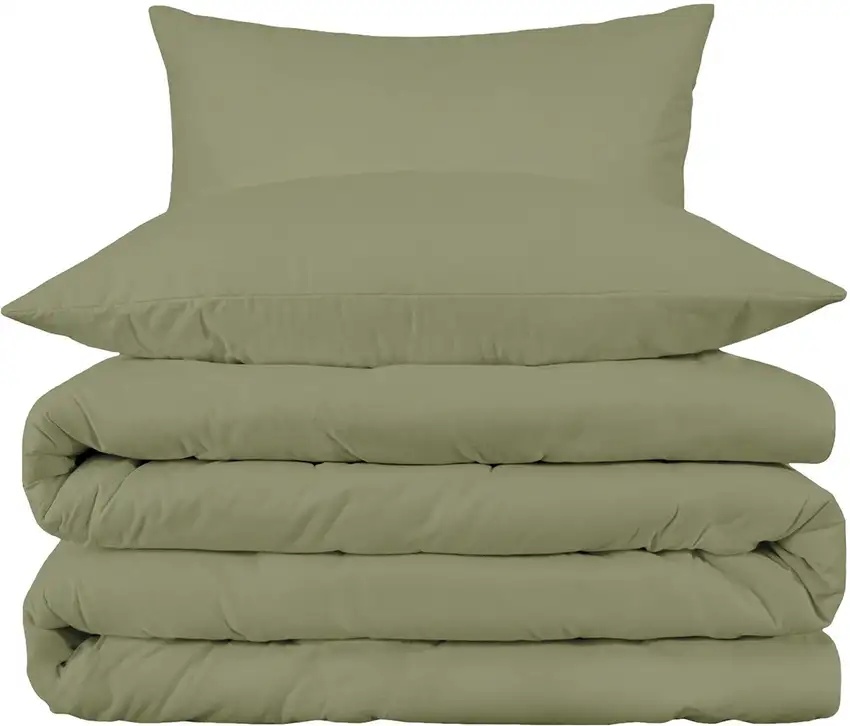 Sage King Cotton Washable Duvet Cover Set With Two Shams Photo 3