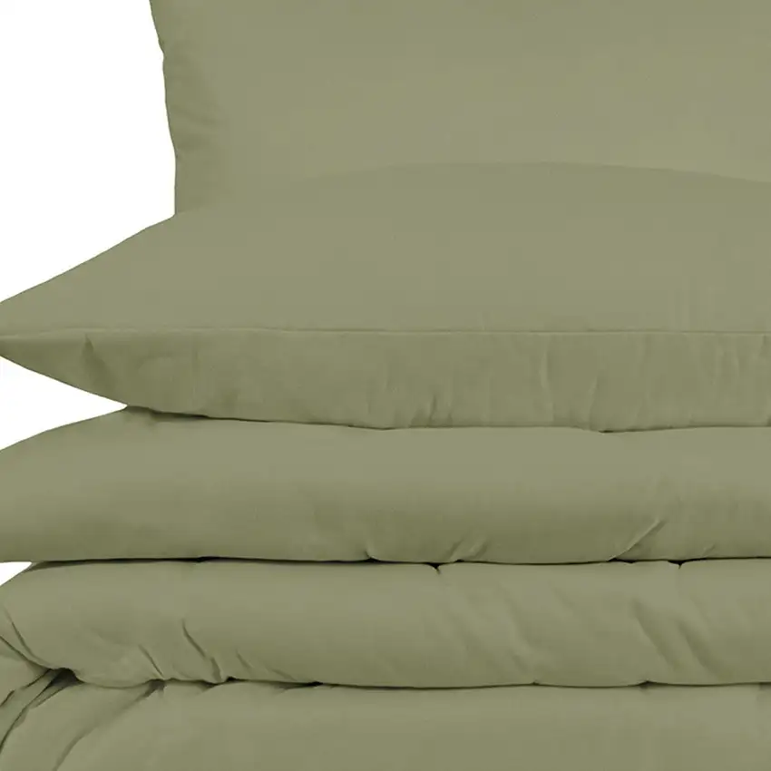 Sage Queen Cotton Blend 1000 Thread Count Washable Duvet Cover Set Photo 3