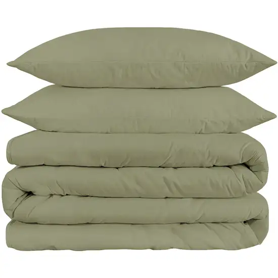 Sage Queen Cotton Blend 1200 Thread Count Washable Duvet Cover Set Photo 1
