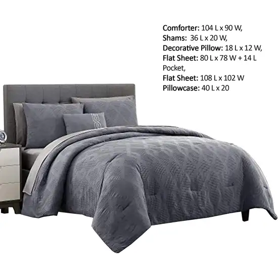 Salzburg Textured King Size Comforter Set with Diamond Pattern The Urban Port, Gray Photo 2