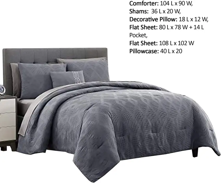 Salzburg Textured King Size Comforter Set with Diamond Pattern The Urban Port, Gray Photo 2