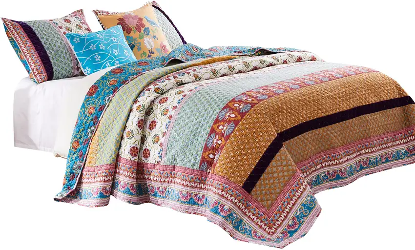 Sama 5 Piece Reversible King Quilt Set, Floral Print Patterns Photo 2