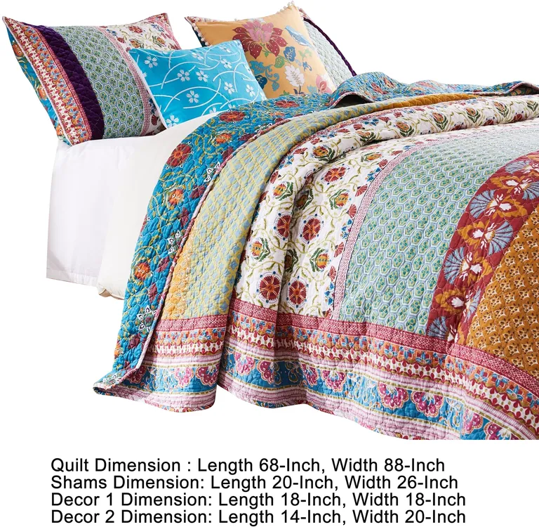 Sama 4 Piece Reversible Twin Quilt Set, Floral Print Patterns Photo 5