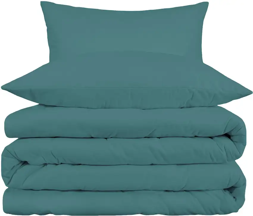 Sea Green King Cotton Blend Washable Duvet Cover Set With Two Shams Photo 2