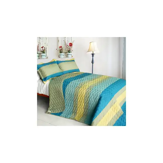 Secrets Of Life -  3PC Vermicelli-Quilted Patchwork Quilt Set (Full/Queen Size) Photo