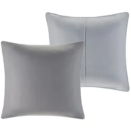 Set of Eight Gray And Ivory Damask Ring Stitch Polyester Sham And Comforter Photo 3