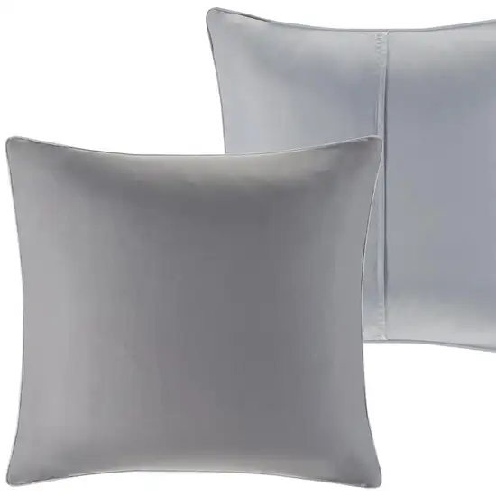 Set of Eight Gray And Ivory Damask Ring Stitch Polyester Sham And Comforter Photo 7