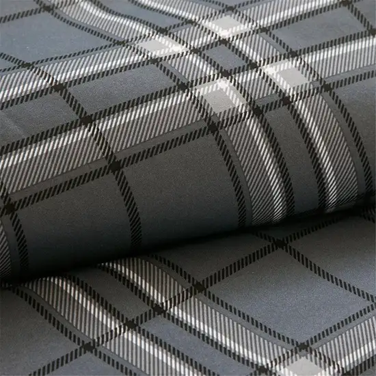 Set of Five Gray And White Plaid  Ring Stitch Polyester Sham And Comforter Photo 6