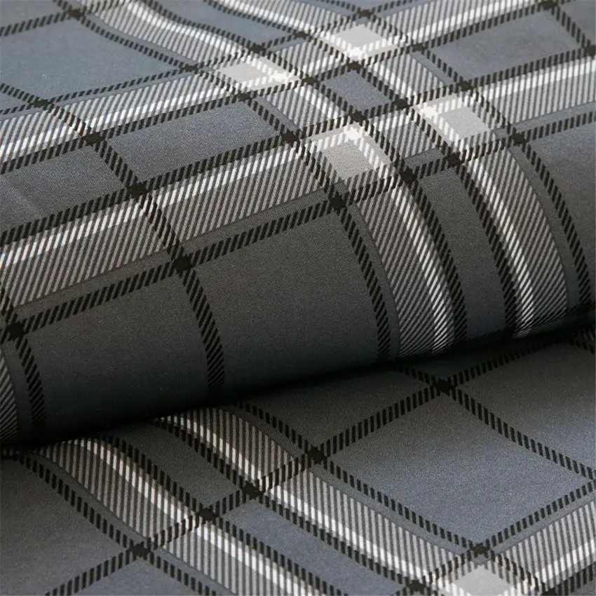 Set of Five Gray And White Plaid  Ring Stitch Polyester Sham And Comforter Photo 6