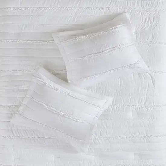 Set of Five White King Ring Stitch Polyester Sham And Comforter Photo 6