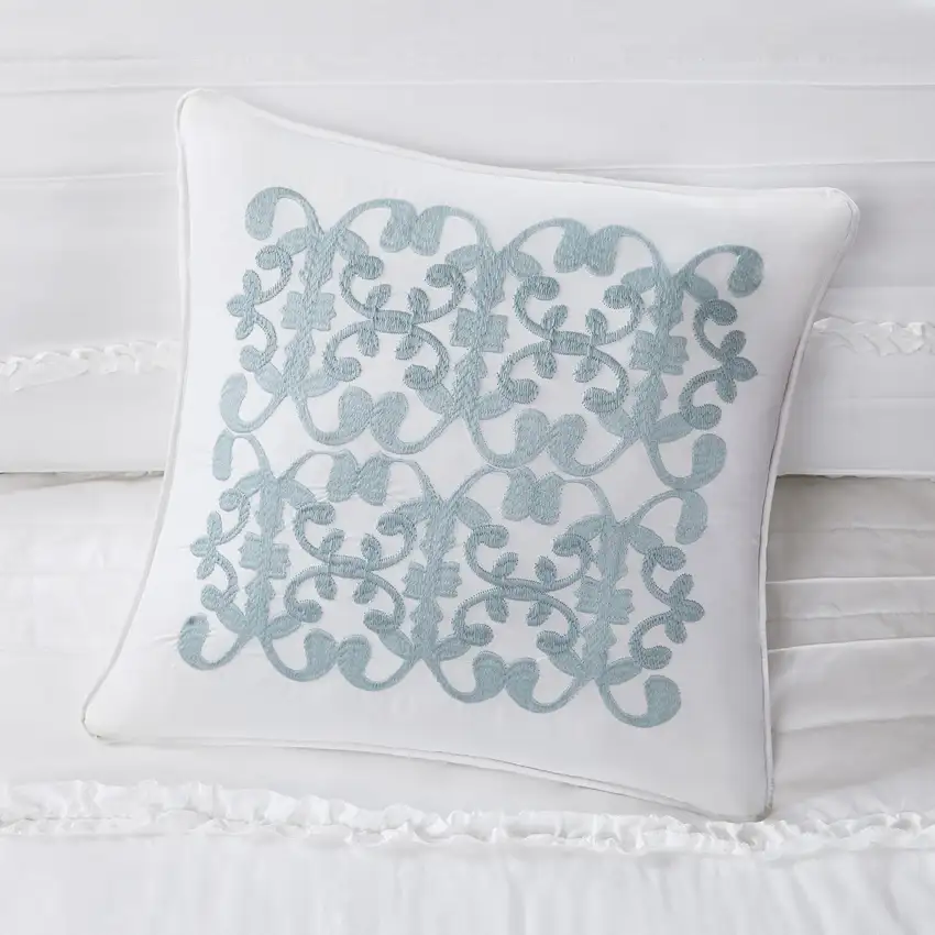 Set of Five White King Ring Stitch Polyester Sham And Comforter Photo 8