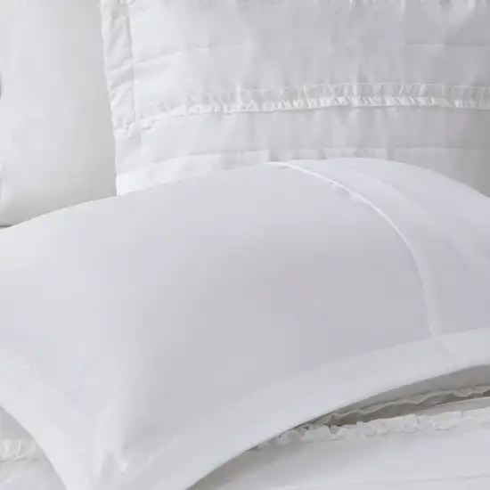 Set of Five White  Ring Stitch Polyester Sham And Comforter Photo 5