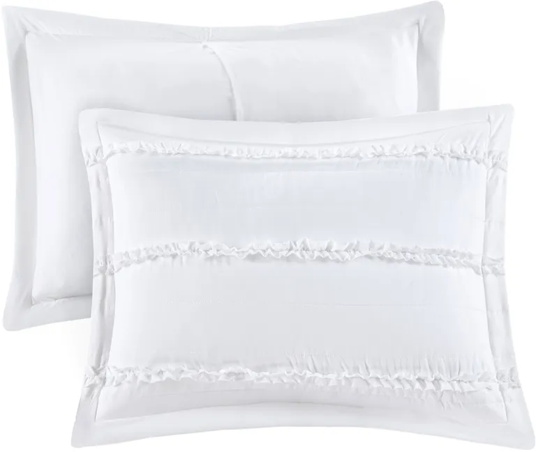 Set of Five White  Ring Stitch Polyester Sham And Comforter Photo 4