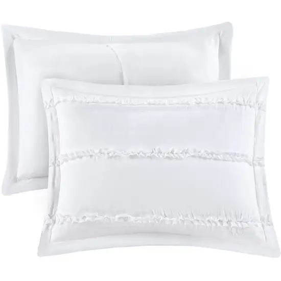 Set of Five White King Ring Stitch Polyester Sham And Comforter Photo 4