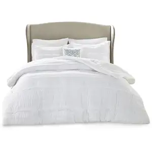 Photo of Set of Five White  Ring Stitch Polyester Sham And Comforter