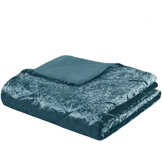 Set of Four Teal Blue  Ring Stitch Polyester Sham And Comforter Photo 3