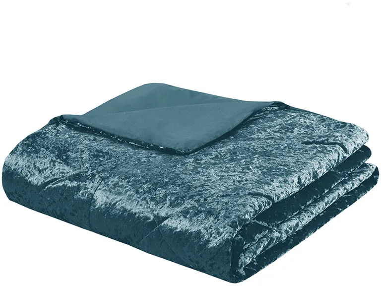 Set of Four Teal Blue  Ring Stitch Polyester Sham And Comforter Photo 5