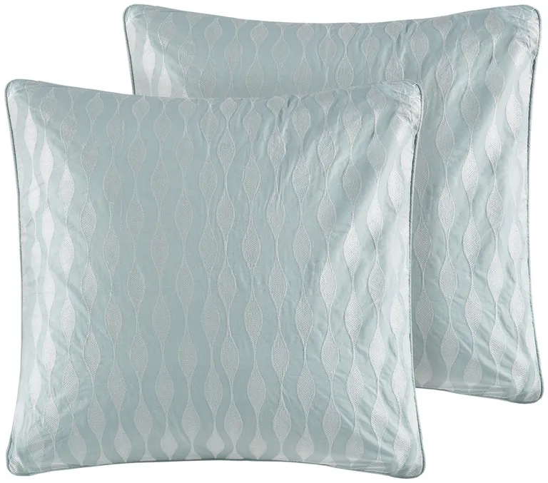 Set of Four White And Aqua Full Ring Stitch Sham And Comforter Photo 4