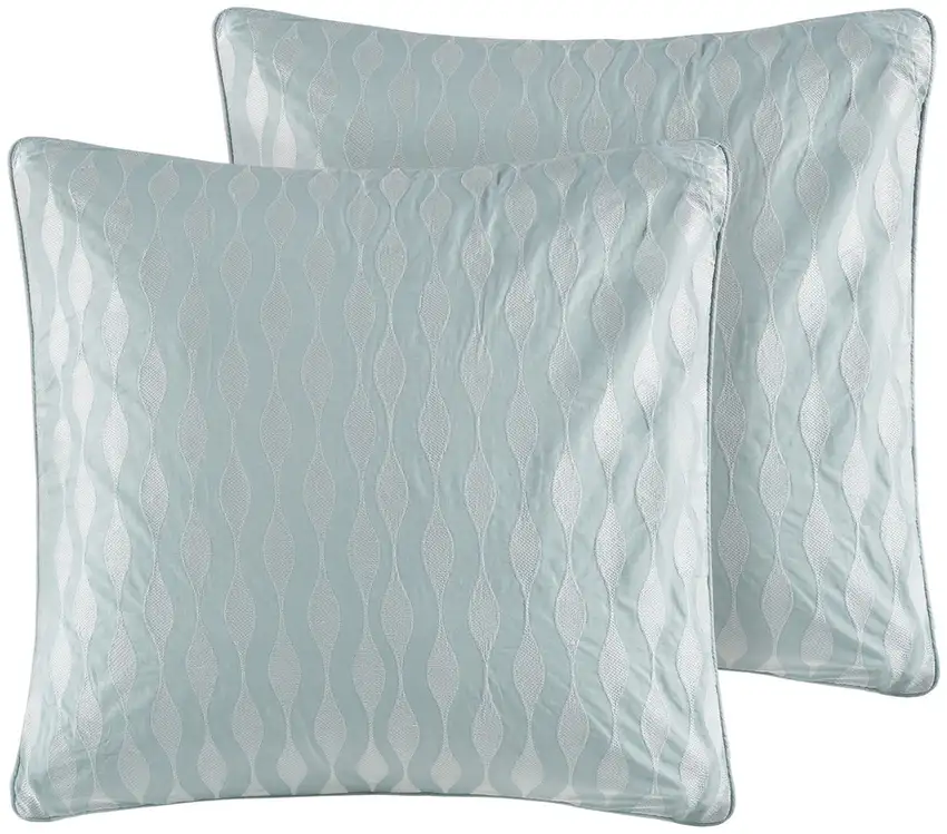 Set of Four White And Aqua Full Ring Stitch Sham And Comforter Photo 4