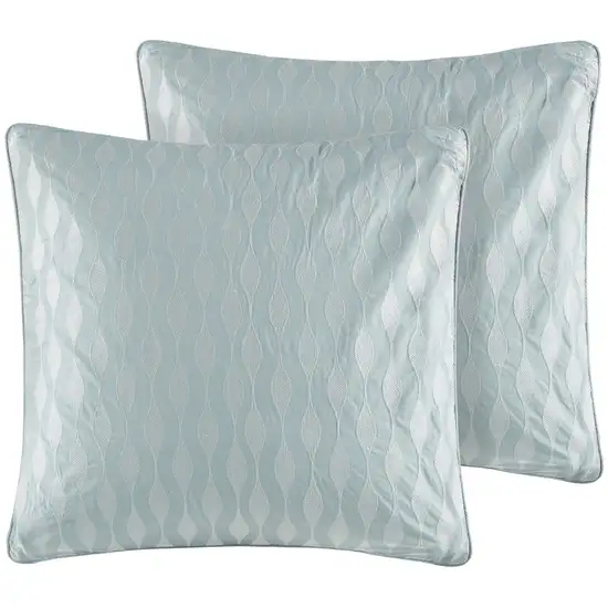 Set of Four White And Aqua King Ring Stitch Sham And Comforter Photo 6