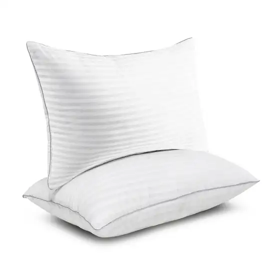 Set of 2 Machine Washable Down Alternative Bed Pillow with Cotton Cover - Queen Photo 1