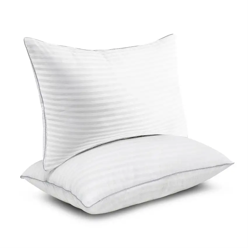 Set of 2 Machine Washable Down Alternative Bed Pillow with Cotton Cover - Queen Photo 1