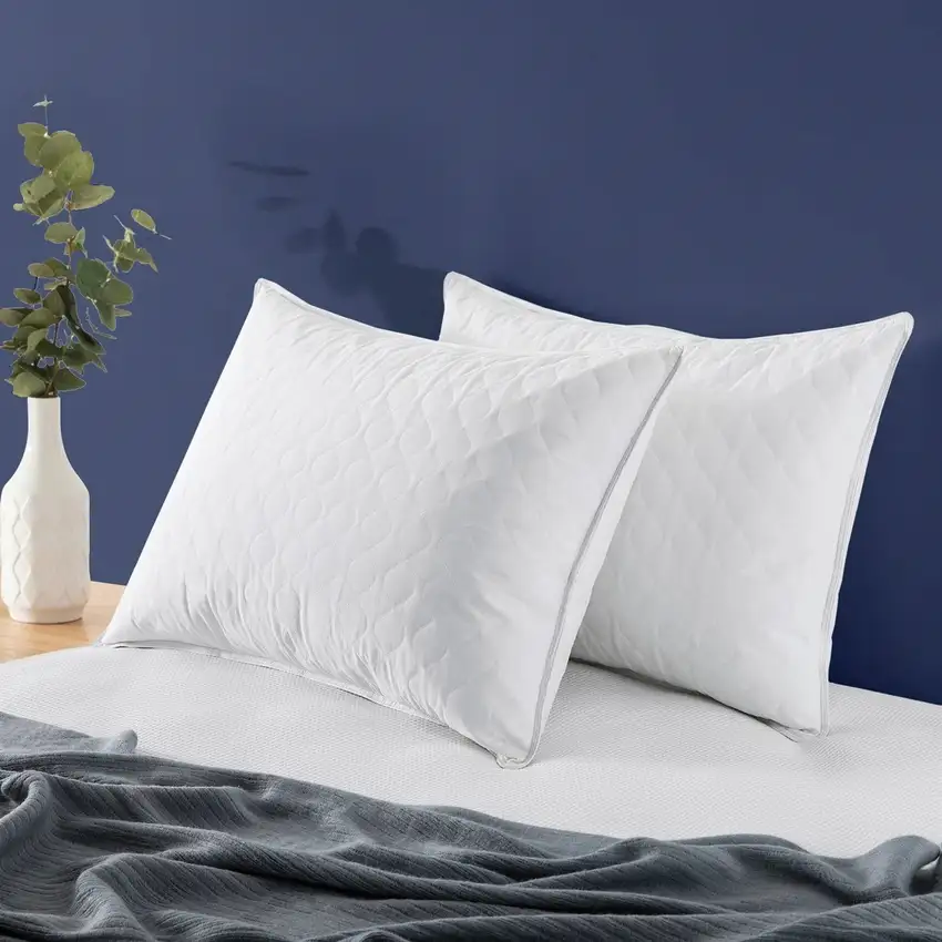 Set of 2 Machine Washable Down Feather Blend Pillow in Standard/Queen size Photo 2