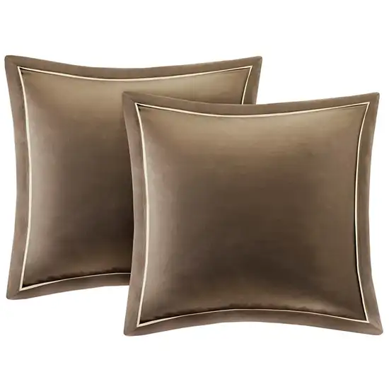 Set of Nine Ivory And Light Blue Medallion  Ring Stitch Polyester Sham And Comforter Photo 4