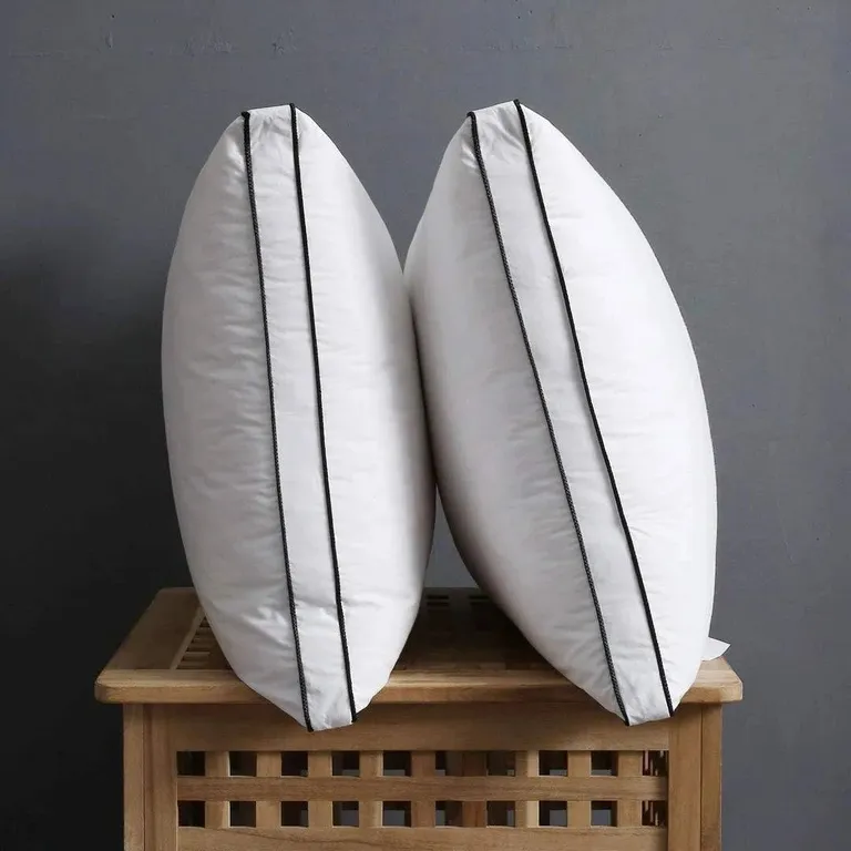 Set of 2 Queen size Gusseted Goose Down Feather Pillow in Organic Cotton Fabric Photo 2