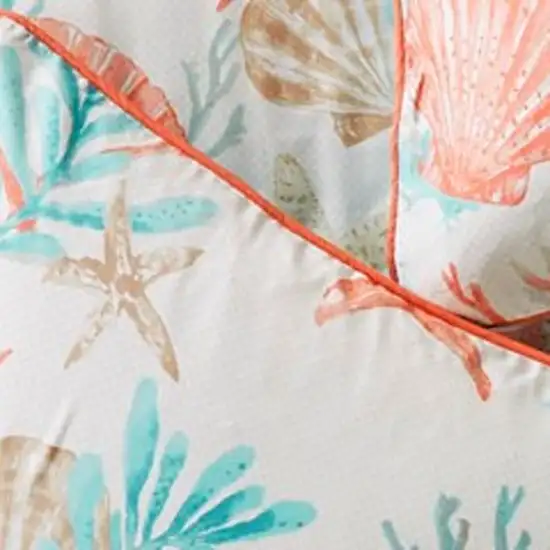 Set of Seven Aqua And Coral King Ring Stitch Sham And Comforter Photo 6