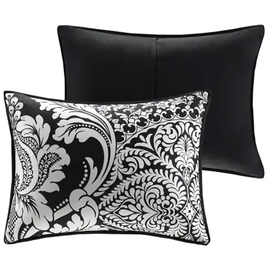 Set of Seven Black And White Damask  Ring Stitch Polyester Sham And Comforter Photo 3