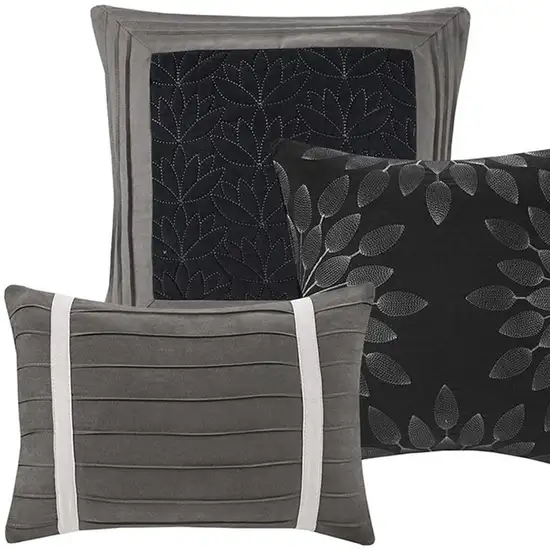 Set of Seven Black  Ring Stitch Polyester Sham And Comforter Photo 7