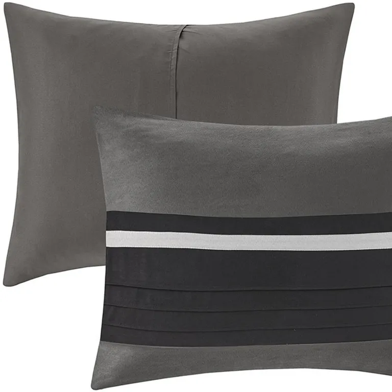 Set of Seven Black  Ring Stitch Polyester Sham And Comforter Photo 5