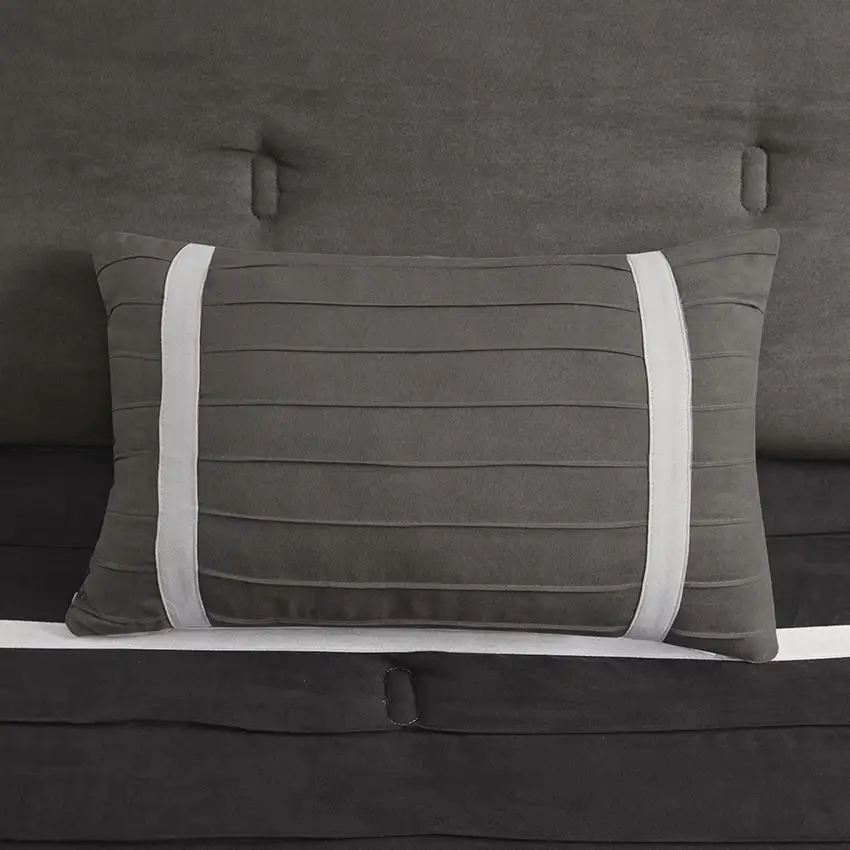 Set of Seven Black  Ring Stitch Polyester Sham And Comforter Photo 7