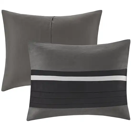 Set of Seven Black  Ring Stitch Polyester Sham And Comforter Photo 2