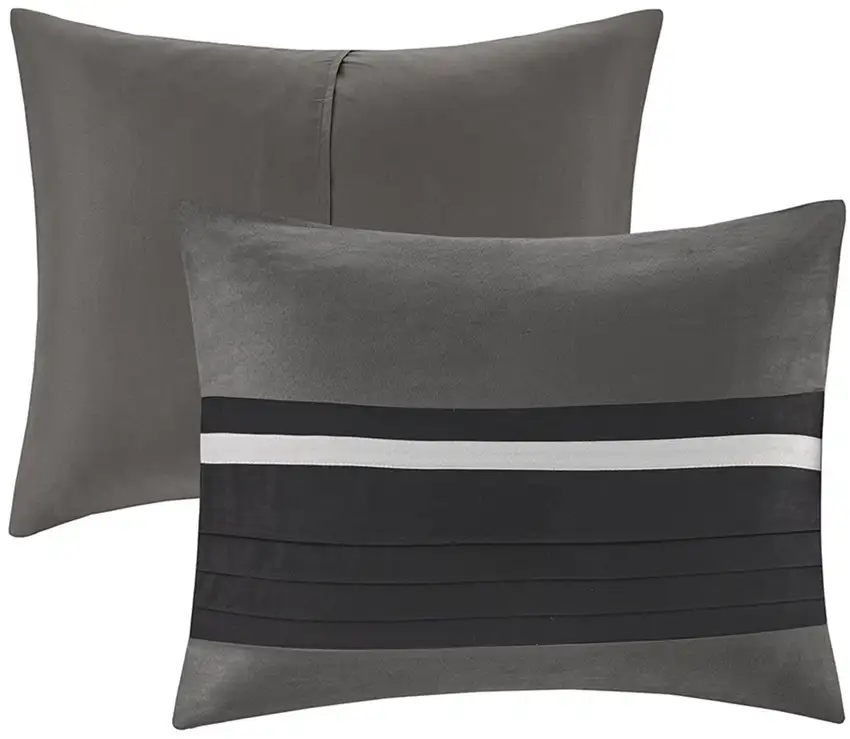 Set of Seven Black  Ring Stitch Polyester Sham And Comforter Photo 2