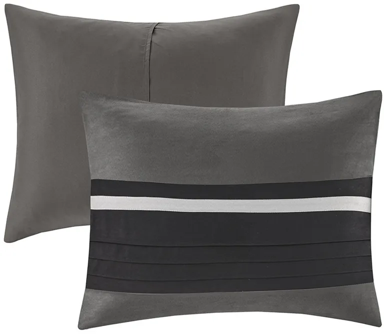 Set of Seven Black  Ring Stitch Polyester Sham And Comforter Photo 2