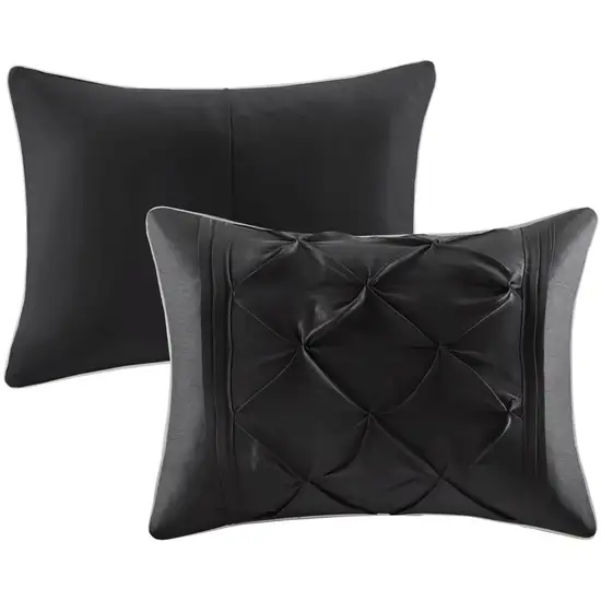 Set of Seven Black  Ring Stitch Polyester Sham And Comforter Photo 4