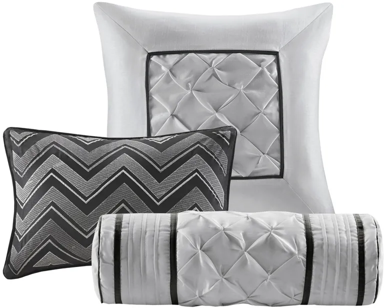 Set of Seven Black  Ring Stitch Polyester Sham And Comforter Photo 3