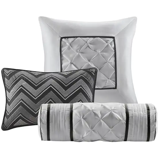 Set of Seven Black  Ring Stitch Polyester Sham And Comforter Photo 3