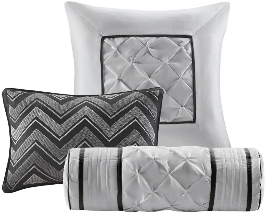 Set of Seven Black King Ring Stitch Polyester Sham And Comforter Photo 3