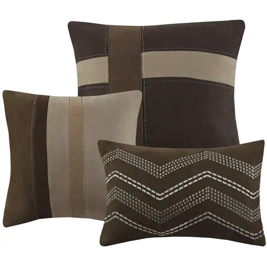 Set of Seven Brown  Ring Stitch Polyester Sham And Comforter Photo 4